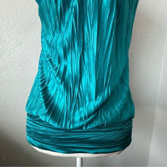 IZ Byer Sleeveless Tank Top Disco Turquoise Blue Chiffon SZ S - Picture 8 of 13